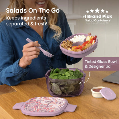 Bentgo Glass Prints All-in-One Salad Container