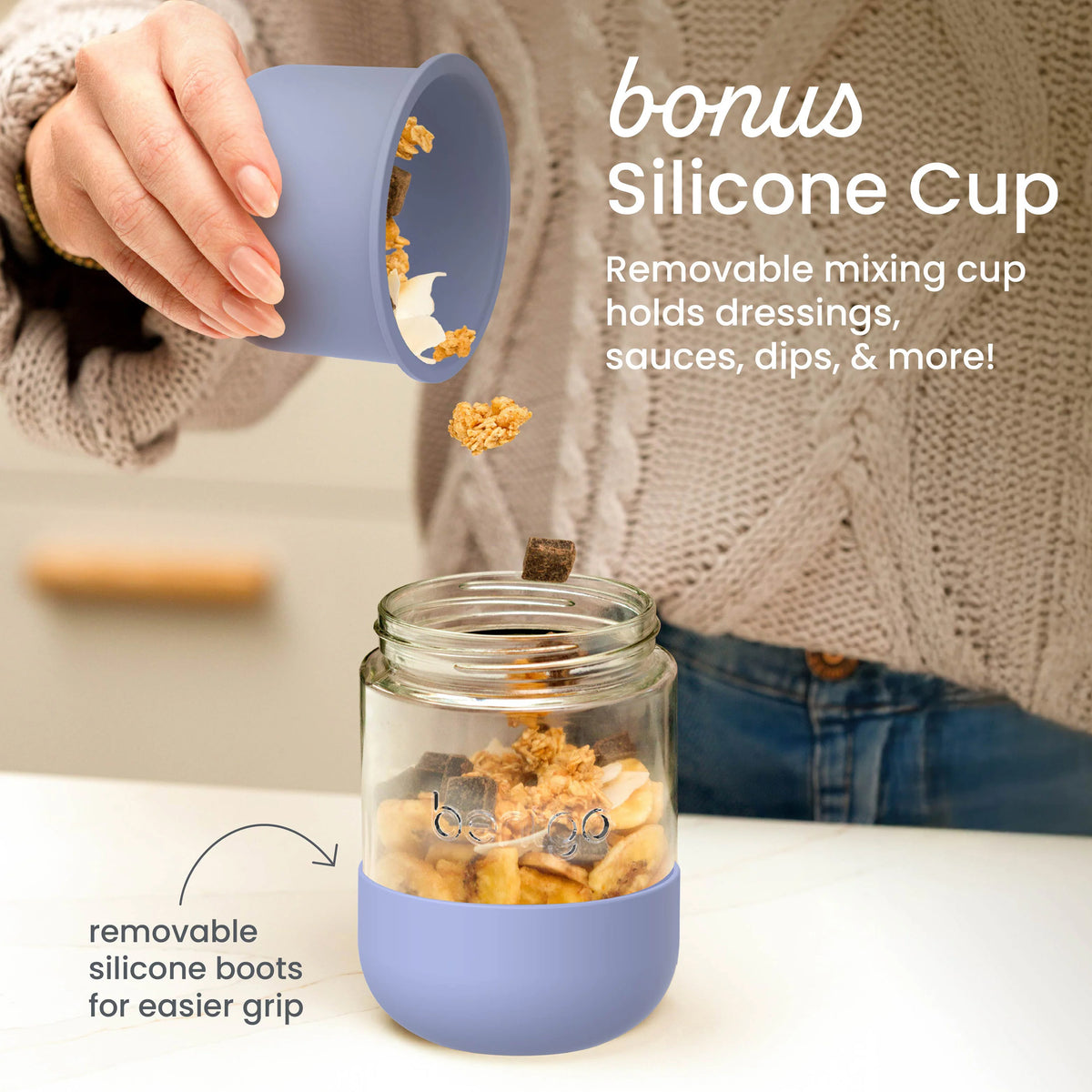 Bentgo Leak-Proof Glass Food Jars, Boots, & Inner Cup (16 fl oz Jars)