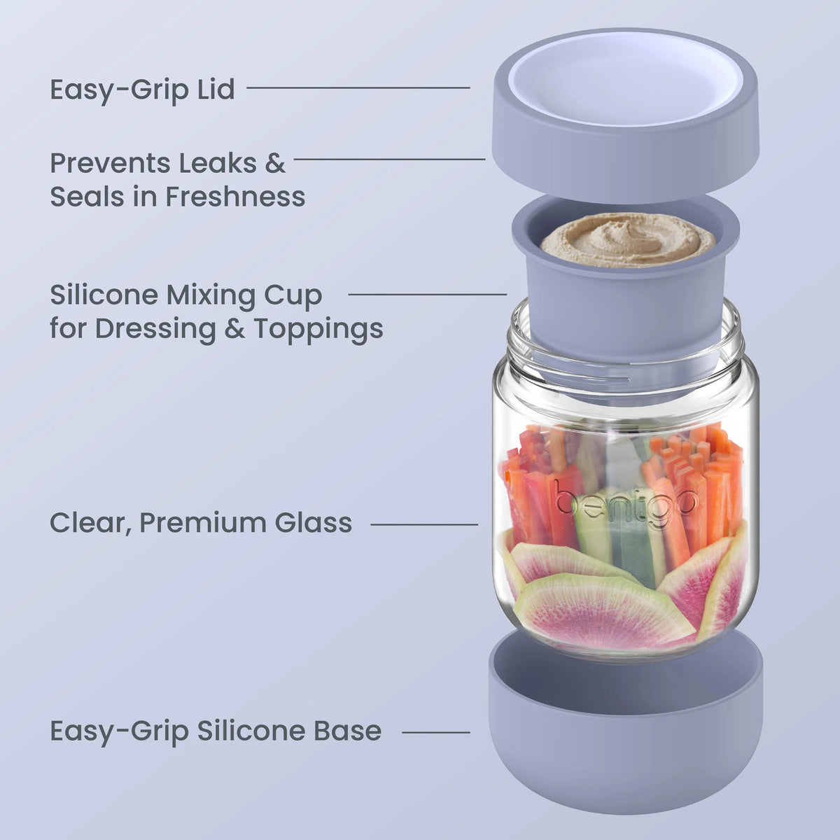 Bentgo Leak-Proof Glass Food Jars, Boots, & Inner Cup (16 fl oz Jars)